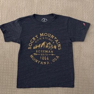 League Bozeman Rocky Mountains, Montana gray with yellow tshirt - youth large